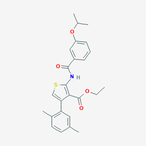 molecular formula C25H27NO4S B444181 Ethyl 4-(2,5-dimethylphenyl)-2-[(3-isopropoxybenzoyl)amino]-3-thiophenecarboxylate 