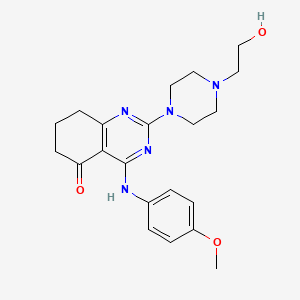 molecular formula C21H27N5O3 B4441814 2-[4-(2-hydroxyethyl)-1-piperazinyl]-4-[(4-methoxyphenyl)amino]-7,8-dihydro-5(6H)-quinazolinone 