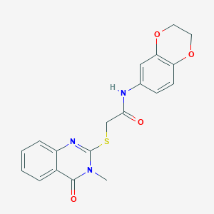 molecular formula C19H17N3O4S B4441900 N-(2,3-dihydro-1,4-benzodioxin-6-yl)-2-[(3-methyl-4-oxo-3,4-dihydro-2-quinazolinyl)thio]acetamide 