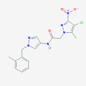 molecular formula C17H17ClN6O3 B444191 2-(4-chloro-5-methyl-3-nitro-1H-pyrazol-1-yl)-N-[1-(2-methylbenzyl)-1H-pyrazol-4-yl]acetamide 