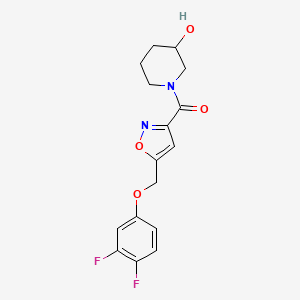 molecular formula C16H16F2N2O4 B4441918 1-({5-[(3,4-difluorophenoxy)methyl]-3-isoxazolyl}carbonyl)-3-piperidinol 