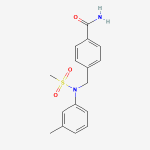 molecular formula C16H18N2O3S B4441927 4-{[(3-methylphenyl)(methylsulfonyl)amino]methyl}benzamide 