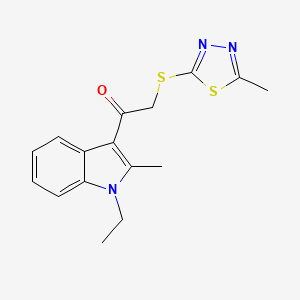 molecular formula C16H17N3OS2 B4441944 1-(1-ethyl-2-methyl-1H-indol-3-yl)-2-[(5-methyl-1,3,4-thiadiazol-2-yl)thio]ethanone 