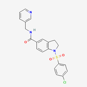 molecular formula C21H18ClN3O3S B4441959 1-[(4-chlorophenyl)sulfonyl]-N-(3-pyridinylmethyl)-5-indolinecarboxamide 