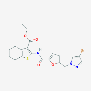 molecular formula C20H20BrN3O4S B444196 ethyl 2-({5-[(4-bromo-1H-pyrazol-1-yl)methyl]-2-furoyl}amino)-4,5,6,7-tetrahydro-1-benzothiophene-3-carboxylate 
