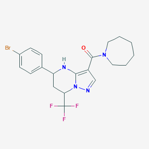 molecular formula C20H22BrF3N4O B444198 3-(1-Azepanylcarbonyl)-5-(4-bromophenyl)-7-(trifluoromethyl)-4,5,6,7-tetrahydropyrazolo[1,5-a]pyrimidine 