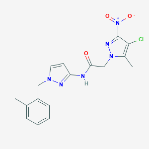 molecular formula C17H17ClN6O3 B444200 2-(4-chloro-5-methyl-3-nitro-1H-pyrazol-1-yl)-N-[1-(2-methylbenzyl)-1H-pyrazol-3-yl]acetamide 