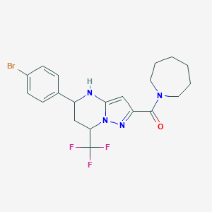 molecular formula C20H22BrF3N4O B444202 2-(1-Azepanylcarbonyl)-5-(4-bromophenyl)-7-(trifluoromethyl)-4,5,6,7-tetrahydropyrazolo[1,5-a]pyrimidine 