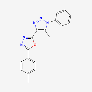 molecular formula C18H15N5O B4442039 2-(4-methylphenyl)-5-(5-methyl-1-phenyl-1H-1,2,3-triazol-4-yl)-1,3,4-oxadiazole 