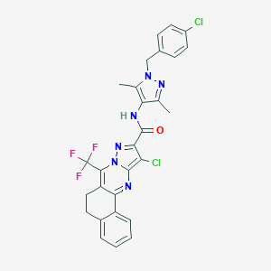 11-chloro-N-[1-(4-chlorobenzyl)-3,5-dimethyl-1H-pyrazol-4-yl]-7-(trifluoromethyl)-5,6-dihydrobenzo[h]pyrazolo[5,1-b]quinazoline-10-carboxamide