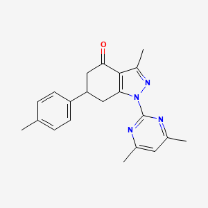 molecular formula C21H22N4O B4442092 1-(4,6-dimethyl-2-pyrimidinyl)-3-methyl-6-(4-methylphenyl)-1,5,6,7-tetrahydro-4H-indazol-4-one 