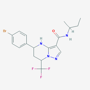 molecular formula C18H20BrF3N4O B444213 5-(4-bromophenyl)-N-(sec-butyl)-7-(trifluoromethyl)-4,5,6,7-tetrahydropyrazolo[1,5-a]pyrimidine-3-carboxamide 