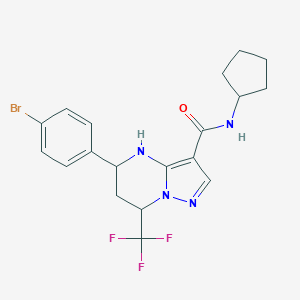 molecular formula C19H20BrF3N4O B444217 5-(4-bromophenyl)-N-cyclopentyl-7-(trifluoromethyl)-4,5,6,7-tetrahydropyrazolo[1,5-a]pyrimidine-3-carboxamide 