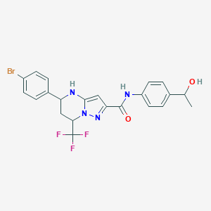 molecular formula C22H20BrF3N4O2 B444221 5-(4-bromophenyl)-N-[4-(1-hydroxyethyl)phenyl]-7-(trifluoromethyl)-4,5,6,7-tetrahydropyrazolo[1,5-a]pyrimidine-2-carboxamide 