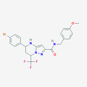 molecular formula C22H20BrF3N4O2 B444225 5-(4-bromophenyl)-N-(4-methoxybenzyl)-7-(trifluoromethyl)-4,5,6,7-tetrahydropyrazolo[1,5-a]pyrimidine-2-carboxamide 