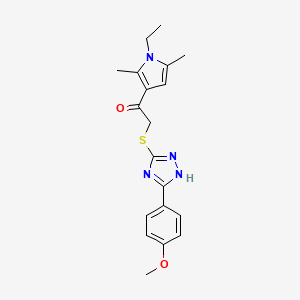 molecular formula C19H22N4O2S B4442253 1-(1-ethyl-2,5-dimethyl-1H-pyrrol-3-yl)-2-{[5-(4-methoxyphenyl)-4H-1,2,4-triazol-3-yl]thio}ethanone 