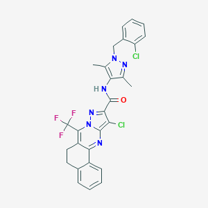 11-chloro-N-[1-(2-chlorobenzyl)-3,5-dimethyl-1H-pyrazol-4-yl]-7-(trifluoromethyl)-5,6-dihydrobenzo[h]pyrazolo[5,1-b]quinazoline-10-carboxamide