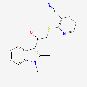 molecular formula C19H17N3OS B4442307 2-{[2-(1-ethyl-2-methyl-1H-indol-3-yl)-2-oxoethyl]thio}nicotinonitrile 