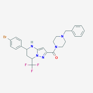 molecular formula C25H25BrF3N5O B444235 (4-Benzylpiperazin-1-yl)[5-(4-bromophenyl)-7-(trifluoromethyl)-4,5,6,7-tetrahydropyrazolo[1,5-a]pyrimidin-2-yl]methanone 