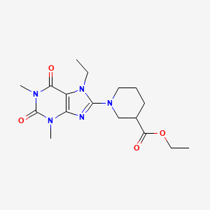 molecular formula C17H25N5O4 B4442365 ethyl 1-(7-ethyl-1,3-dimethyl-2,6-dioxo-2,3,6,7-tetrahydro-1H-purin-8-yl)-3-piperidinecarboxylate 