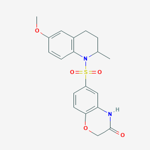 molecular formula C19H20N2O5S B4442390 6-[(6-methoxy-2-methyl-3,4-dihydro-1(2H)-quinolinyl)sulfonyl]-2H-1,4-benzoxazin-3(4H)-one 