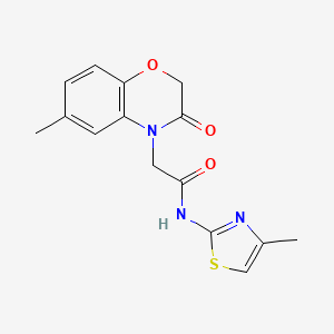 molecular formula C15H15N3O3S B4442392 2-(6-methyl-3-oxo-2,3-dihydro-4H-1,4-benzoxazin-4-yl)-N-(4-methyl-1,3-thiazol-2-yl)acetamide 