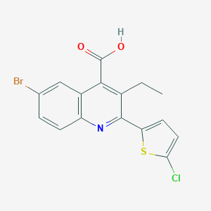 molecular formula C16H11BrClNO2S B444240 6-Bromo-2-(5-chlorothiophen-2-yl)-3-ethylquinoline-4-carboxylic acid 