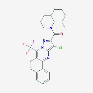 molecular formula C26H26ClF3N4O B444245 [11-chloro-7-(trifluoromethyl)-5,6-dihydrobenzo[h]pyrazolo[5,1-b]quinazolin-10-yl](8-methyloctahydroquinolin-1(2H)-yl)methanone 