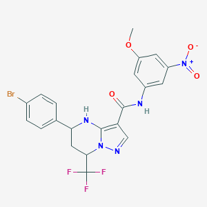 molecular formula C21H17BrF3N5O4 B444251 5-(4-bromophenyl)-N-(3-methoxy-5-nitrophenyl)-7-(trifluoromethyl)-4,5,6,7-tetrahydropyrazolo[1,5-a]pyrimidine-3-carboxamide 