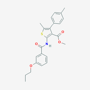 molecular formula C24H25NO4S B444252 Methyl 5-methyl-4-(4-methylphenyl)-2-[(3-propoxybenzoyl)amino]thiophene-3-carboxylate 