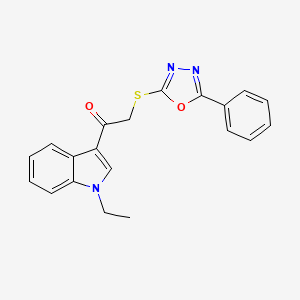 molecular formula C20H17N3O2S B4442560 1-(1-ethyl-1H-indol-3-yl)-2-[(5-phenyl-1,3,4-oxadiazol-2-yl)thio]ethanone 