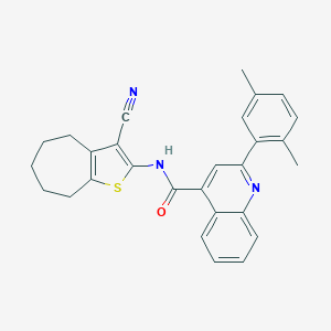molecular formula C28H25N3OS B444265 N-(3-cyano-5,6,7,8-tetrahydro-4H-cyclohepta[b]thiophen-2-yl)-2-(2,5-dimethylphenyl)quinoline-4-carboxamide 