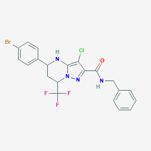 molecular formula C21H17BrClF3N4O B444268 N-benzyl-5-(4-bromophenyl)-3-chloro-7-(trifluoromethyl)-4,5,6,7-tetrahydropyrazolo[1,5-a]pyrimidine-2-carboxamide 