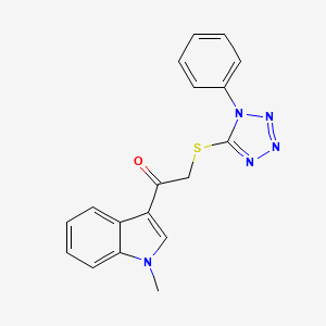 molecular formula C18H15N5OS B4442708 1-(1-methyl-1H-indol-3-yl)-2-[(1-phenyl-1H-tetrazol-5-yl)thio]ethanone 