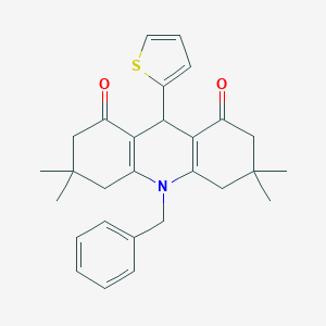 molecular formula C28H31NO2S B444276 10-benzyl-3,3,6,6-tetramethyl-9-(2-thienyl)-3,4,6,7,9,10-hexahydro-1,8(2H,5H)-acridinedione 