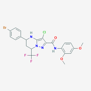 molecular formula C22H19BrClF3N4O3 B444279 5-(4-bromophenyl)-3-chloro-N-(2,4-dimethoxyphenyl)-7-(trifluoromethyl)-4,5,6,7-tetrahydropyrazolo[1,5-a]pyrimidine-2-carboxamide 