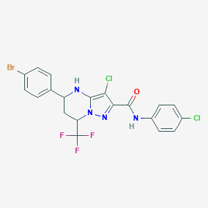 molecular formula C20H14BrCl2F3N4O B444283 5-(4-bromophenyl)-3-chloro-N-(4-chlorophenyl)-7-(trifluoromethyl)-4,5,6,7-tetrahydropyrazolo[1,5-a]pyrimidine-2-carboxamide 