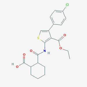molecular formula C21H22ClNO5S B444285 2-{[4-(4-Chlorophenyl)-3-(ethoxycarbonyl)thiophen-2-yl]carbamoyl}cyclohexanecarboxylic acid 