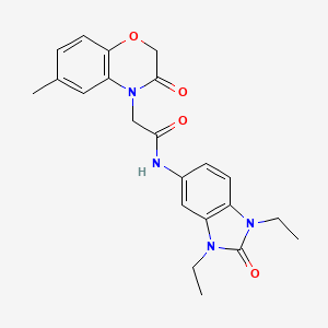 molecular formula C22H24N4O4 B4442885 N-(1,3-diethyl-2-oxo-2,3-dihydro-1H-benzimidazol-5-yl)-2-(6-methyl-3-oxo-2,3-dihydro-4H-1,4-benzoxazin-4-yl)acetamide 