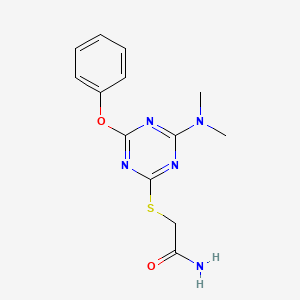 molecular formula C13H15N5O2S B4442936 2-{[4-(dimethylamino)-6-phenoxy-1,3,5-triazin-2-yl]thio}acetamide 