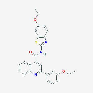molecular formula C27H23N3O3S B444294 N-(6-ethoxy-1,3-benzothiazol-2-yl)-2-(3-ethoxyphenyl)quinoline-4-carboxamide 