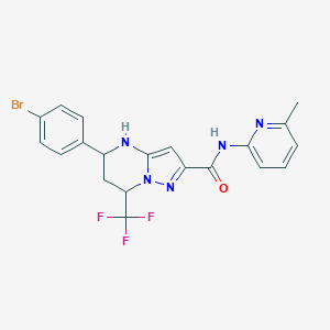 molecular formula C20H17BrF3N5O B444299 5-(4-bromophenyl)-N-(6-methylpyridin-2-yl)-7-(trifluoromethyl)-4,5,6,7-tetrahydropyrazolo[1,5-a]pyrimidine-2-carboxamide 