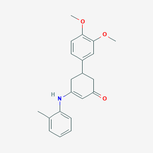 molecular formula C21H23NO3 B444300 5-(3,4-Dimethoxyphenyl)-3-(2-toluidino)cyclohex-2-en-1-one 