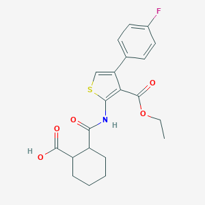 molecular formula C21H22FNO5S B444301 2-{[3-(Ethoxycarbonyl)-4-(4-fluorophenyl)thiophen-2-yl]carbamoyl}cyclohexanecarboxylic acid 