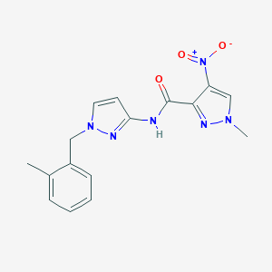 molecular formula C16H16N6O3 B444302 4-nitro-1-methyl-N-[1-(2-methylbenzyl)-1H-pyrazol-3-yl]-1H-pyrazole-3-carboxamide 
