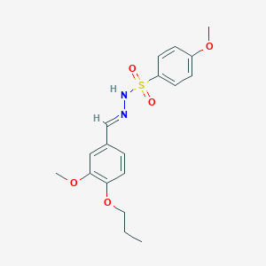 molecular formula C18H22N2O5S B444306 4-methoxy-N'-(3-methoxy-4-propoxybenzylidene)benzenesulfonohydrazide 