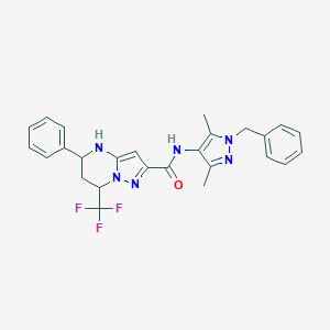 molecular formula C26H25F3N6O B444307 N-(1-benzyl-3,5-dimethyl-1H-pyrazol-4-yl)-5-phenyl-7-(trifluoromethyl)-4,5,6,7-tetrahydropyrazolo[1,5-a]pyrimidine-2-carboxamide 