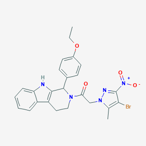molecular formula C25H24BrN5O4 B444308 2-({4-bromo-3-nitro-5-methyl-1H-pyrazol-1-yl}acetyl)-1-(4-ethoxyphenyl)-2,3,4,9-tetrahydro-1H-beta-carboline 