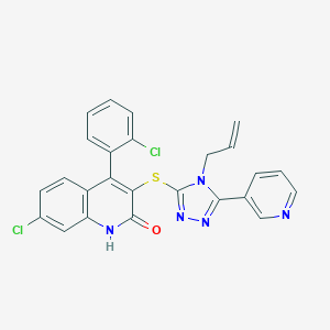 molecular formula C25H17Cl2N5OS B444316 3-{[4-allyl-5-(3-pyridinyl)-4H-1,2,4-triazol-3-yl]sulfanyl}-7-chloro-4-(2-chlorophenyl)-2-quinolinol CAS No. 354538-28-6