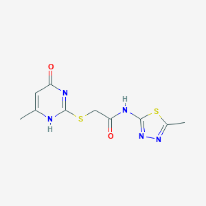 molecular formula C10H11N5O2S2 B444317 2-[(4-hydroxy-6-methylpyrimidin-2-yl)sulfanyl]-N-(5-methyl-1,3,4-thiadiazol-2-yl)acetamide CAS No. 438532-19-5